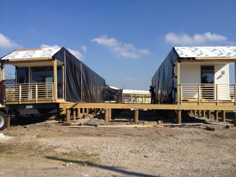 Two of the modules were pushed into place.