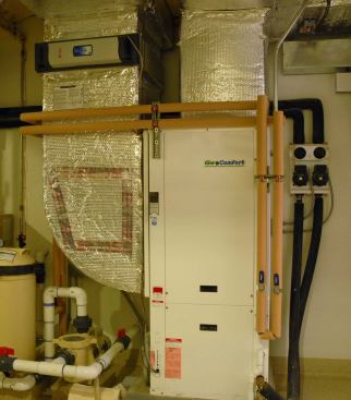 The Geocomfort geothermal heating and cooling system is tied into three 300-foot-deep wells that were drilled in the front yard to help keep the home comfortable year-round.