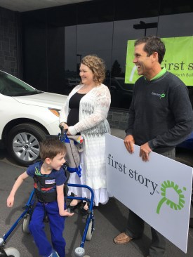 Hayden Watson introduces a First Story client and her son to their new wheelchair accessible home.