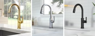 From left, Newport Brass's Heaney, Zemora, and Seager faucets.