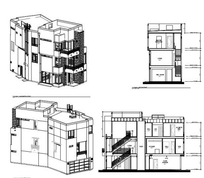 A section shows the location of the elevator shaft