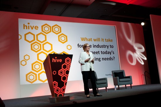 Carol Galante delivers a presentation on how to meet housing needs in November at the HIVE conference in Austin, Texas.