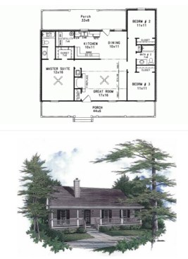 3-bedroom Farmhouse Home at 1,277 sq.ft.image via House Plans