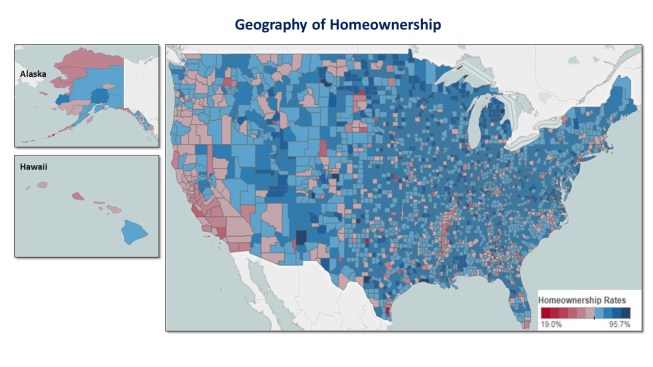 Map of county-level homeownership rates by NAHB Economics.