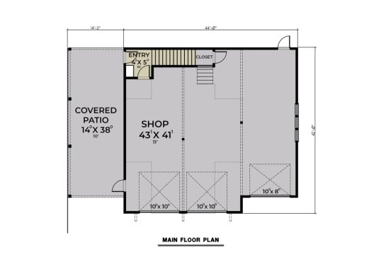 Garage plan with workshop and living space, garage level. See details at Houseplans.com.