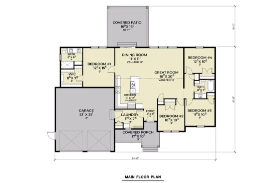 Craftsman ranch house plan, floor plan. See details at Houseplans.