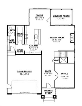 Family-friendly house plan 1080-28 main floor plan. See details at Houseplans.com.