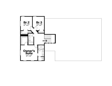Barndominium house plan with RV garage, upper level. See details at Houseplans.com.