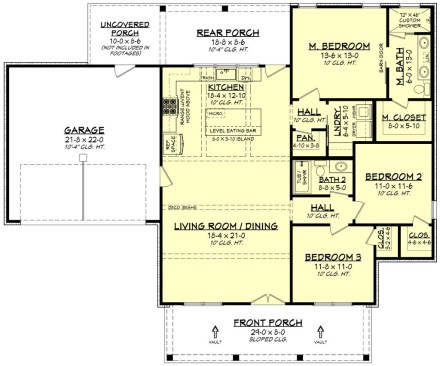 Floor plan of farmhouse plan 430-318 at Houseplans.com
