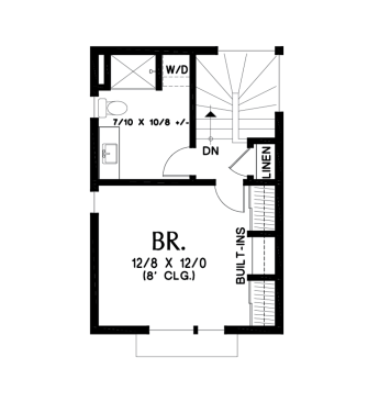 Modern house plan with in-law suite 48-1084 upper floor plan. See details at Houseplans.com.