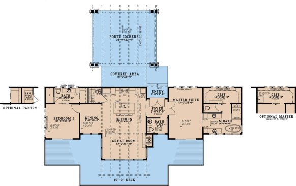 Small modern house plan, floor plan. See details at Houseplans.