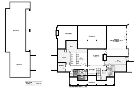 Luxury farmhouse plan from Visbeen Architects, lower level. See details at Houseplans.