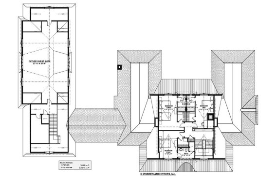Luxury farmhouse plan from Visbeen Architects, upper level. See details at Houseplans.
