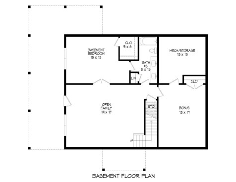 House plan with basement 932-795 lower floor plan. See details at Houseplans.com.