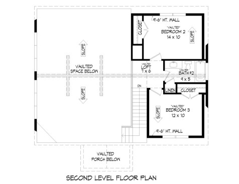 House plan with basement 932-795 upper floor plan. See details at Houseplans.com.