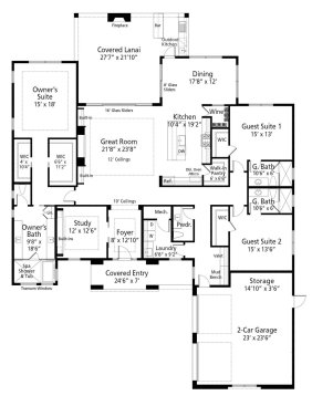 Empty Nest House Plan, Main Level. See Details at Houseplans.com.