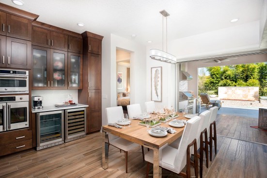 A separate beverage station stores cold beverages for entertaining.