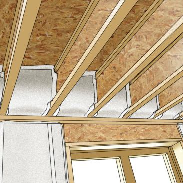 4. Air-Seal Band Joists

Dense-pack is an effective air barrier, and in the hands of a skilled installer it can be successful in areas that might otherwise call for spray foam. Here, netting has been carefully stapled between the joist ends and filled with cellulose to form insulating and air-sealing “pillows.”