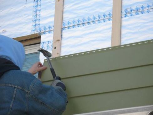 The pre-finished cellular PVC siding is virtually maintenance free and will stand up to the elements. The holes provide movement for expansion and contraction.
