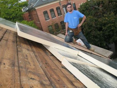 Installers had to figure out how to install the two layers of 3-inch rigid foam board on the roof. The product was 2 inches thicker than the roof foam they were used to.