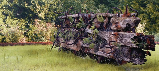 The shipwreck remnant now sits at the entrance to the home's driveway.