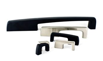 Du VerreThe clean lines of the Rise cabinet hardware collection scream modern design, but its sweeping curves offer a hint of the organic. Designed by Chris Smith, the pieces come in a range of sizes including 2-inch finger pulls and 17 5/8-inch extra-large pulls. The die-cast hardware is made from environmentally friendly recycled aluminum and come in two finishes-matte lack and satin nickel. www.duverre.com.
