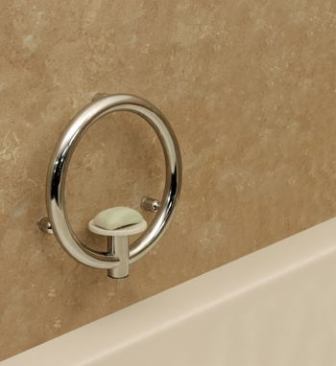 HealthCraft ProductsPeople eventually need grab bars in the bathroom, but the last thing they want to do is see them. Eschewing the look of traditional grab bars, the manufacturer created the Invisia Collection, a line that infuses clever design into typically unsightly safety products. This soap dish with integrated support rail, for example, has the grab bar hidden in plain sight. Able to support up to 350 pounds, the Corian soap dish is removable and easy to clean. The support rail comes in white and bright polished chrome. www.healthcraftproduct.com.