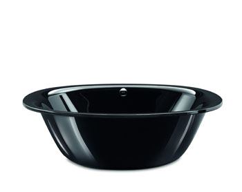 KaldeweiMaybe some people want a black tub. Maybe not. For those buyers that do this is a new option. The Luxxo Duo Oval freestanding tub follows the trend towards black in interior design, the company says. Measuring 75 inches long and 39 inches wide with two identical, facing backrests, the tub is made from steel enamel that helps water retain heat. www.kaldewei.com.