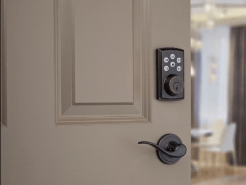 Kwikset's SmartCode 888 electronic deadbolt with Home Connect technology works with home automation systems and can be operated via a smart phone.