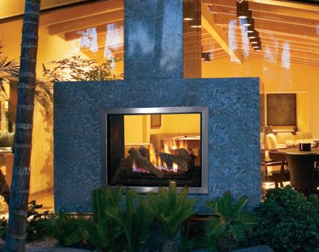 Lennox Hearth Products. By incorporating window-like construction on one side, the Montebello series See-Through Direct-Vent gas fireplace can now be used in inside/outside applications. The two-sided unit is available in 40 inches with a large ceramic glass viewing area. The outdoor kit offers the option of tinted glass, designed to enhance the ambiance from inside the room while reducing glare from the outside environment. A high-definition split oak log set has a realistic glow with heat output up to 61,000 BTU. 615.925.3417  www.lennoxheartheproducts.com. –L.H