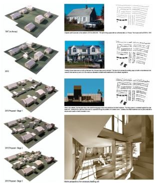Levittown: Increasing Density and Opportunity Through Accessory Dwellings, designed by the team of Ryall Porter Sheridan Architects, New York, (Meri Tepper, Ted Porter, Ted Sheridan, and John Buckley) and William R. Morrish, Parsons the New School for Design. 
Juror Statement: "Cogently elucidates the vast potential of rezoning for accessory dwelling units (‘granny flats’) to increase housing choice within existing residential neighborhoods."