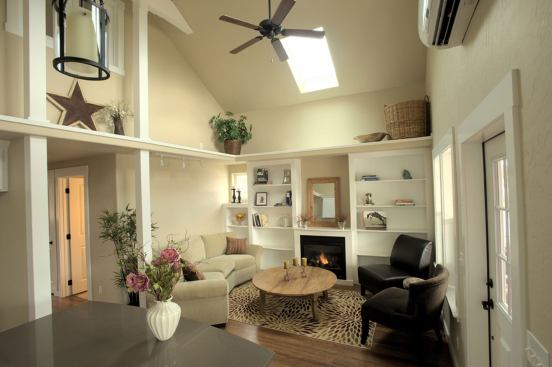 The two-bedroom “Good Sense” plan from 
Ross Chapin Architects fits in well with the charming older homes in the town.