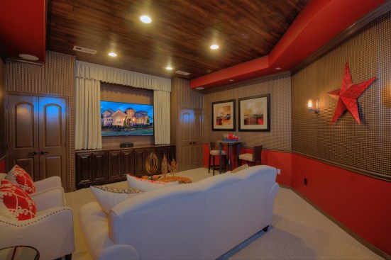 Taylor Morrison Positano model home featuring media room with surround sound and smart lights