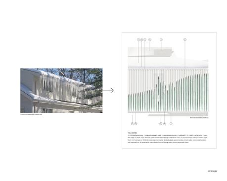 Traditional icycles would become non-traditional icycles as the water drains through the exterior wall screen of copper pipes.

