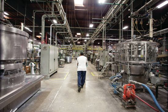 Water comprises more than half of most paints, creating the potential to waste significant amounts of a natural resource if something goes wrong. To avoid that, Behr’s manufacturing facility has a zero-waste stream. After a batch of paint is made, poured into cans, and sent off for distribution, technicians spray out the tank with a high-pressure hose to rinse it out. That resulting diluted paint is used as part of the next paint batch. 

