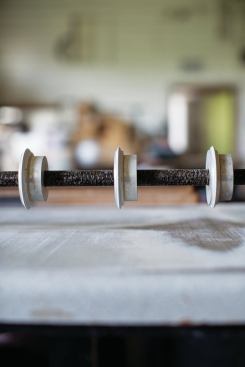 The clay cutter allows for the tiles to be cut at exact measurements.