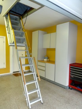 Most Innovative Building Product
Using fully electronic controls, the press of a button causes Marwin’s One Touch Electric Attic Stairway to unlatch and extend to the floor, and then retract, close, and re-latch. For safe operation, the stairway will stop if an obstacle is detected and reverse direction the next time the button is pushed. One Touch has a 350-pound duty rating, is FRS rated, and is fully insulated with R-10 aluminum foam board. Three sizes are available to fit 8-10 foot, 10-12 foot, and 12-14 foot ceiling heights.