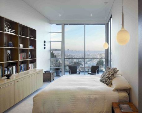 2009 CHDA Laidley Street Residence, San Francisco  Grand Award: Custom Home / 3,000 to 5,000 Square Feet  Zack / de Vito Architecture, San Francisco   The home belongs to Lise de Vito and Jim Zack, who run an architecture firm as well as a construction company. A translucent window wall provides postcard views of San Francisco that&nbsp;serve as the master bedroom's main decoration and a source of natural light.