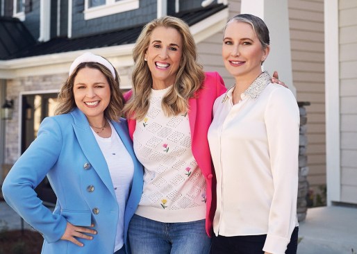 Joanna Teplin and Clea Shearer of The Home Edit, shown here with Taylor Morrison CEO Sheryl Palmer (center), will teach viewers how to organize and set up functional spaces in the "New Home, New Zones" video series.
