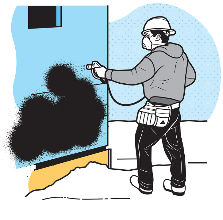 Liquid vapor barriers are sprayed onto the exterior of a home to make it air and water tight.