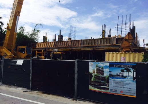 New condos and construction cranes everywhere in Bay Harbor Island, Miami.