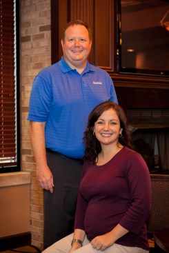 Mike Leckie-Ewing, vice president of organizational development, with human resources coordinator Kelly Sumey.