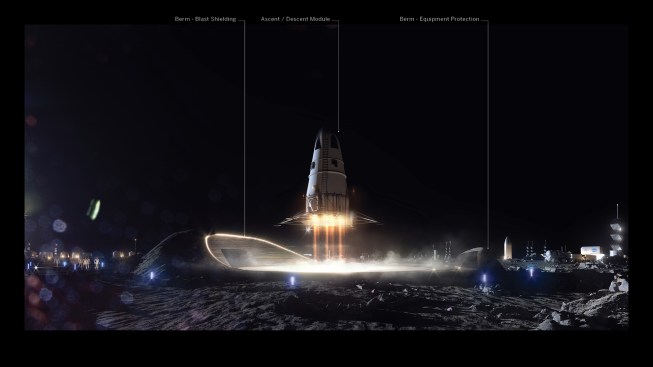 Lunar ascent and descent vehicle landing zone