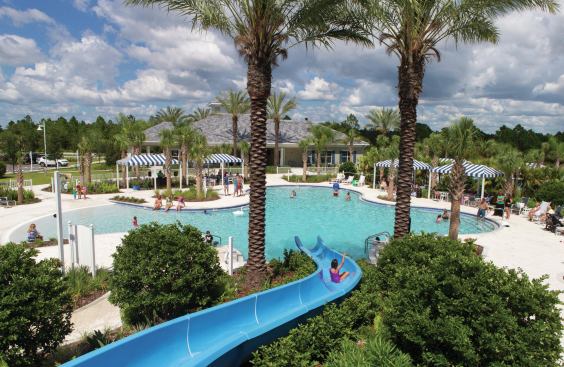Grand Palm, Neal Communities’ master-planned community in Venice, Fla., includes a resort pool with water slide, clubhouse, bocce ball courts, tennis courts, basketball courts, and canoe/kayak launch.