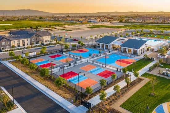 Canvas Park at New Haven in Ontario, California, offers pickleball and basketball courts and a 3,790-square-foot recreation center.