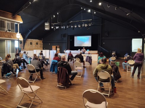 Habitat for Humanity volunteers attend a training on how to use insulated concrete forms (ICF) for the build of Trailhead Townhomes in Woodland Park, CO.