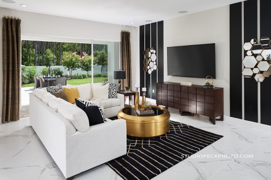 Visibility to the outdoors and a tabletop terrarium bring the feeling of wellness to this space.