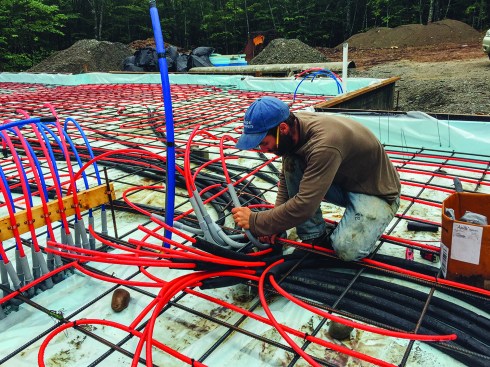 The radiant-slab tubing was time-consuming.