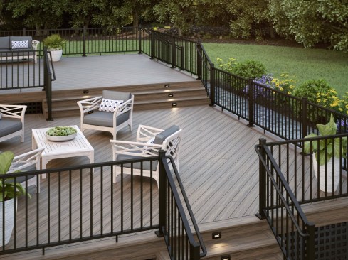 Deckorators Voyage Composite Decking, shown here in Khaya.