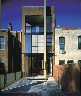 The elegant rear fa&ccedil;ade combines Kalwall and fixed glass, and steel windows and doors that bring light to the narrow house.   &nbsp; 
2001 RADA  Grand, Renovation  Fitch O’Rourke Residence, Washington, D.C.  Robert M. Gurney, AIA, Architect, Washington
